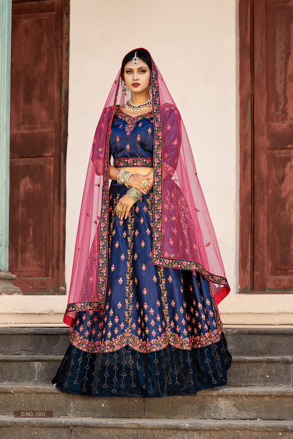 Party Wear Navy Blue Lehenga for Women | Elegant Lehenga Choli Set