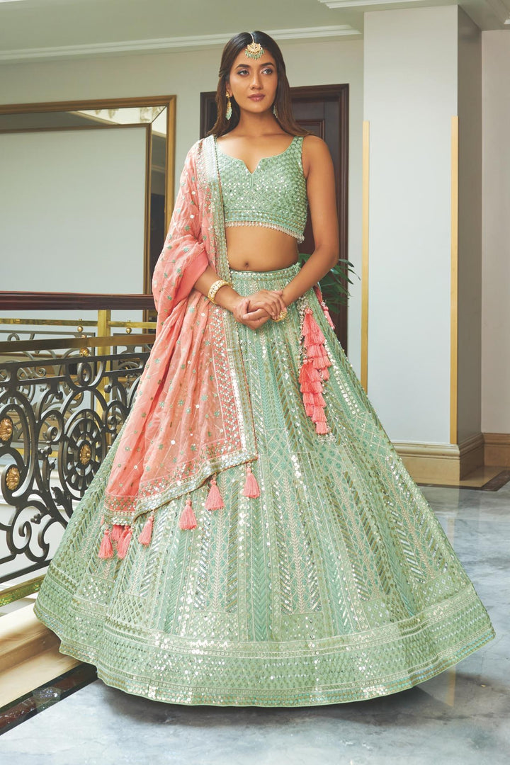 Stylish Pista Green Lehenga for Women | Perfect for Parties & Weddings