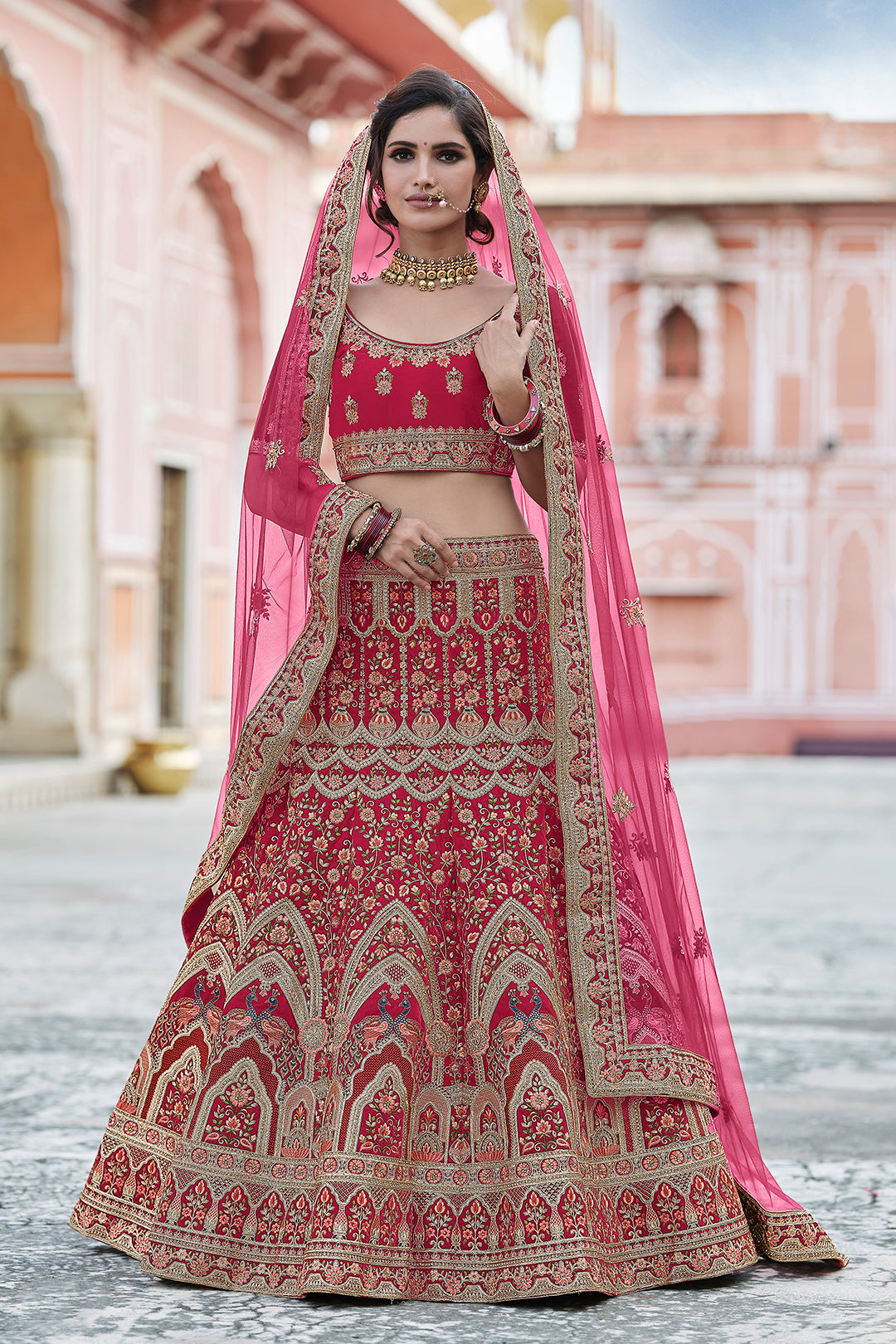 Bridal Velvet Lehenga Choli | Heavy Handwork & Embroidery Set