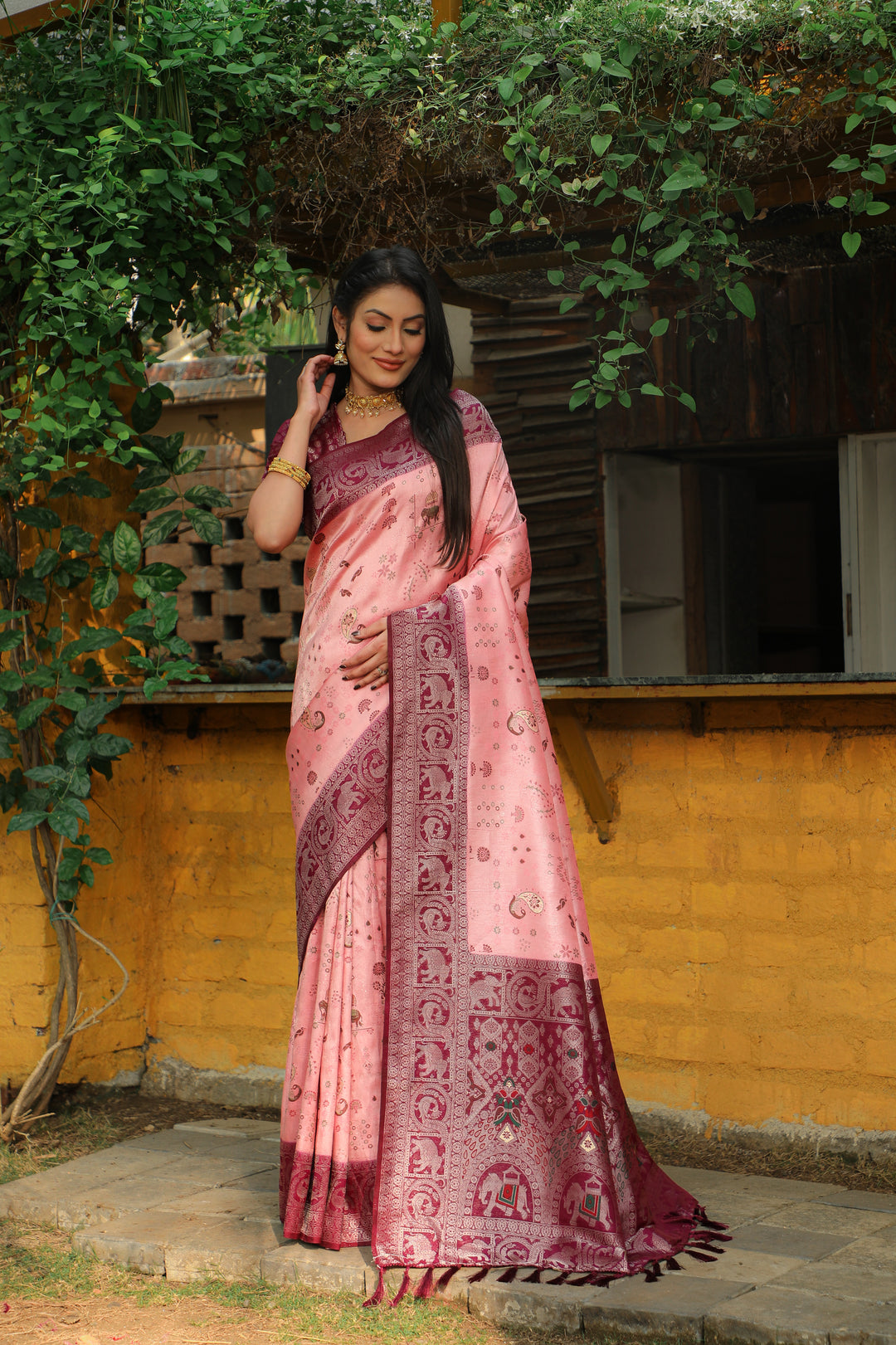 Luxurious blue Kanjivaram soft silk saree with beautiful weaving and traditional borders, perfect for traditional occasions.