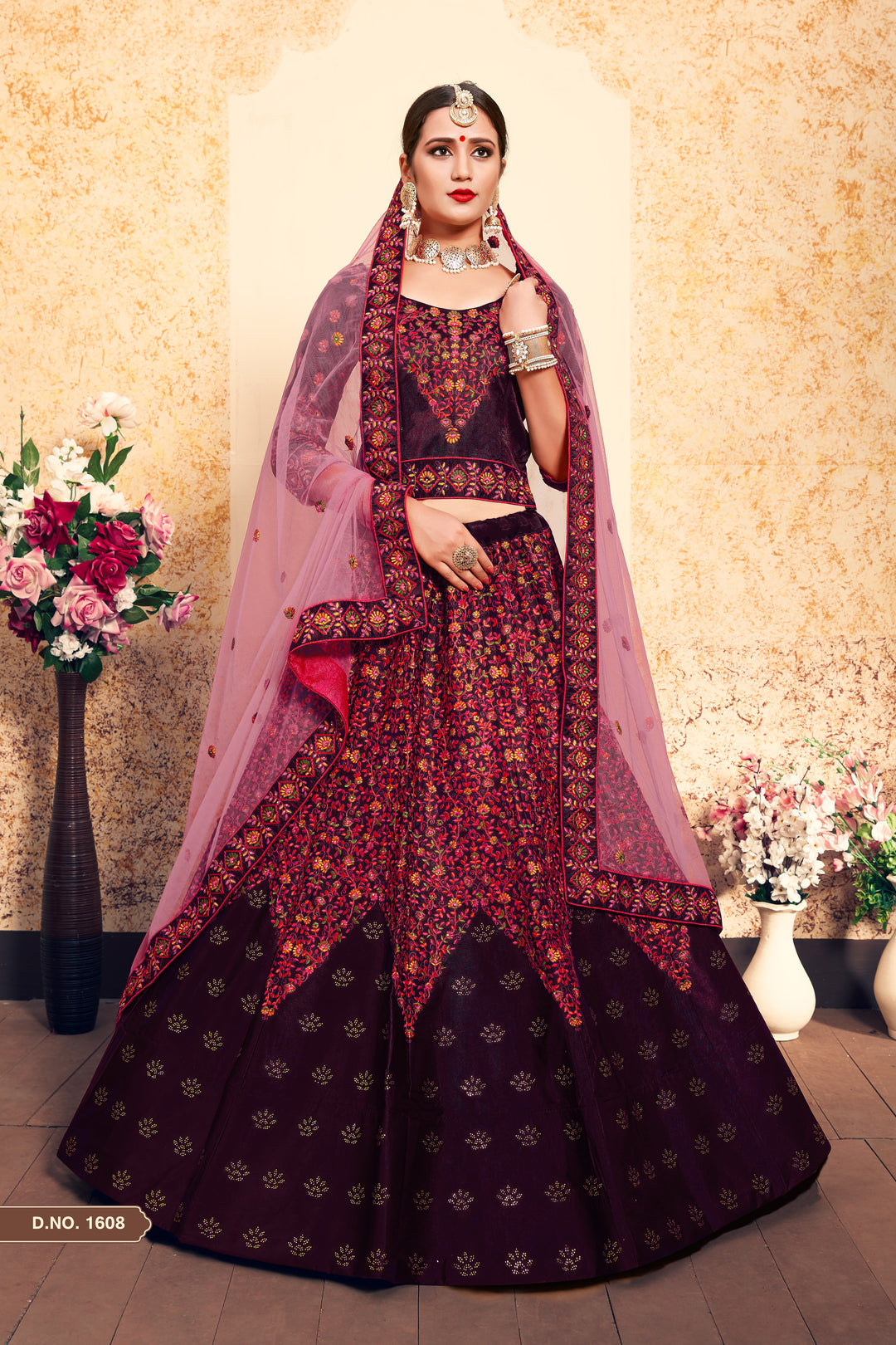 Satin Lehenga Choli with Embroidered Blouse | Party Wear Lehenga Set