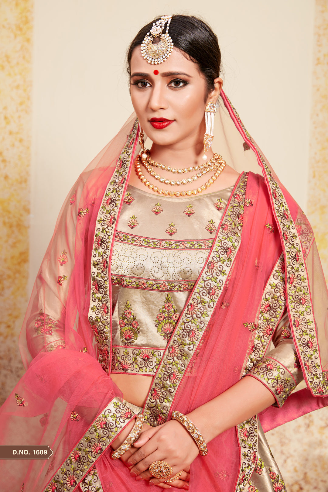 Satin Lehenga Choli with Embroidered Blouse | Wedding Lehenga Set