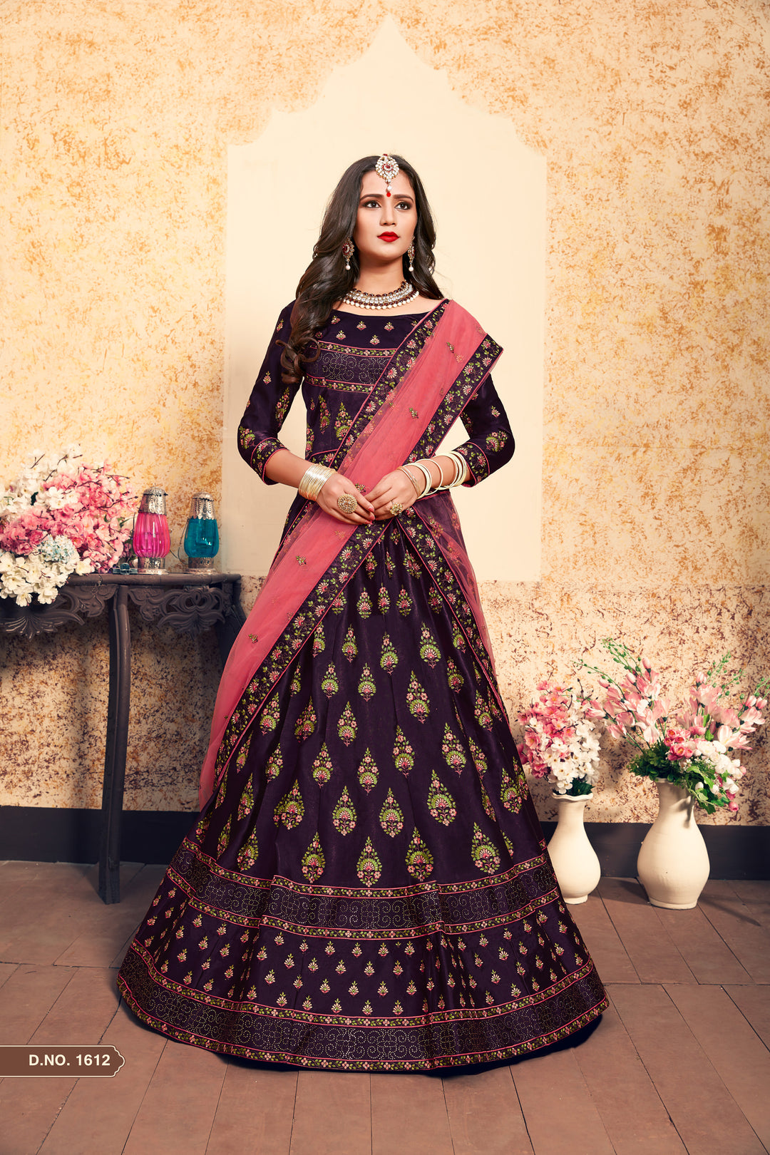 Satin Lehenga Choli with Embroidered Blouse | Wedding Lehenga Set