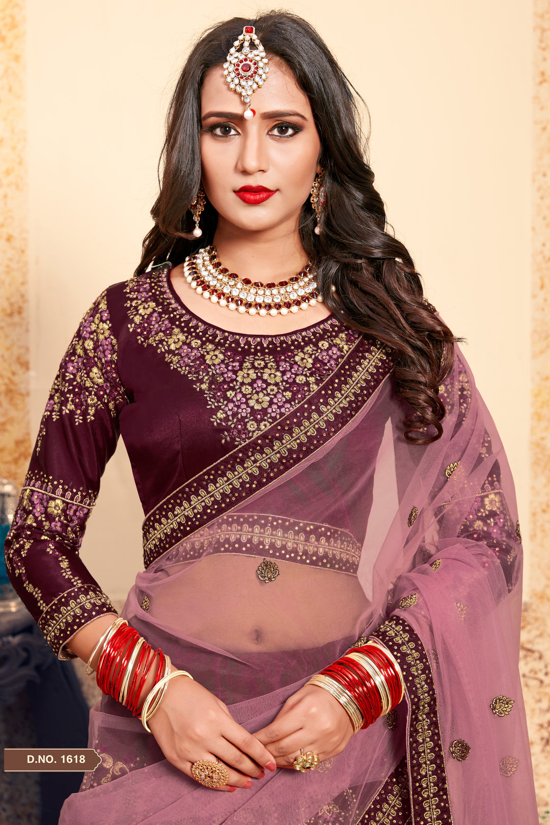 Elegant Satin Lehenga with Round Neck Blouse | Wedding Lehenga for Women