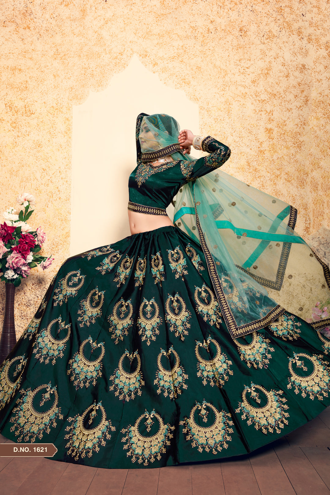 Elegant Satin Lehenga with Round Neck Blouse | Wedding Lehenga for Women