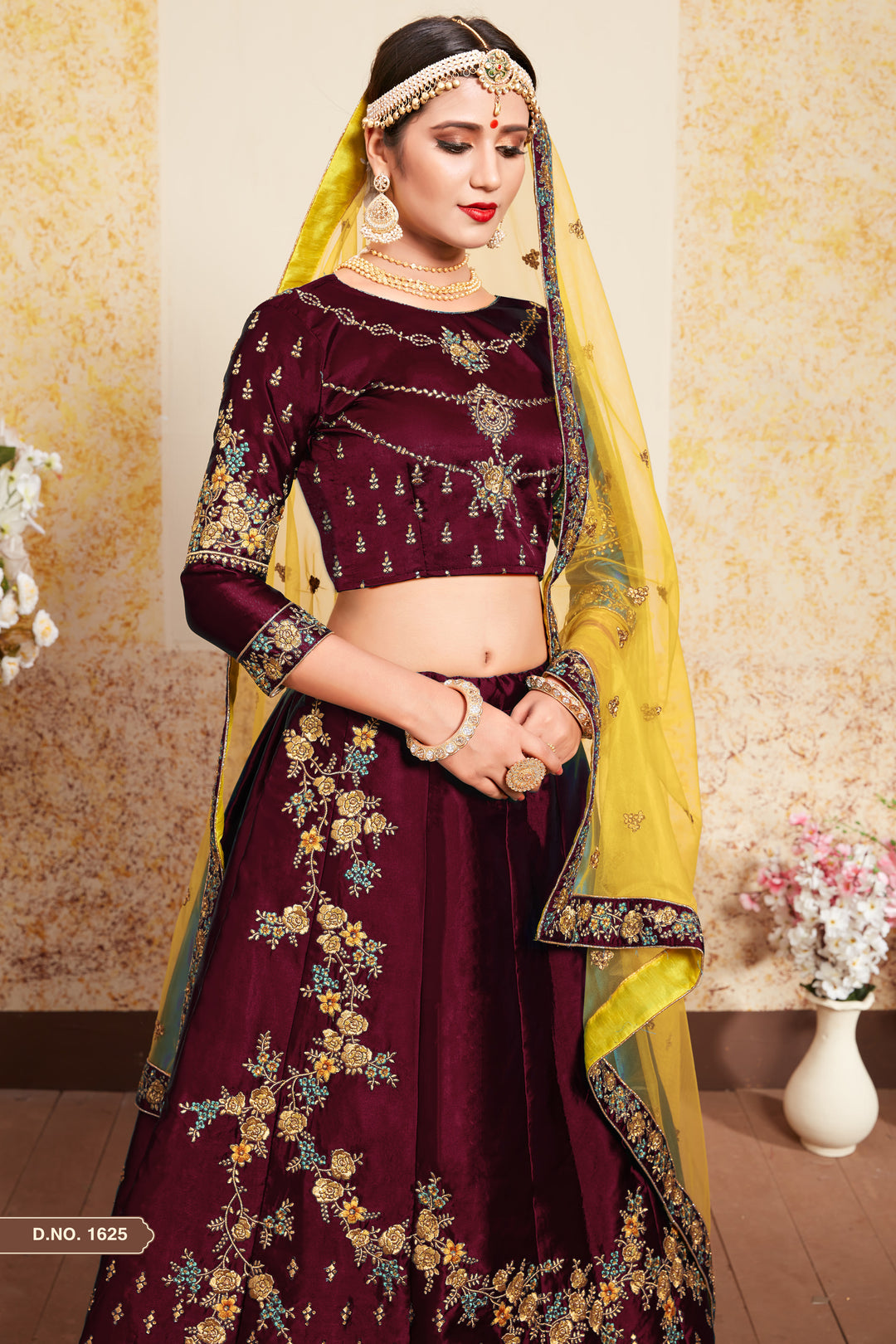 Elegant Satin Lehenga with Embroidered Blouse | Festive Party Lehenga