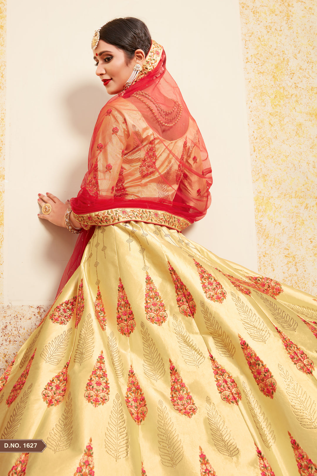 Elegant Satin Lehenga with Embroidered Blouse | Wedding Lehenga