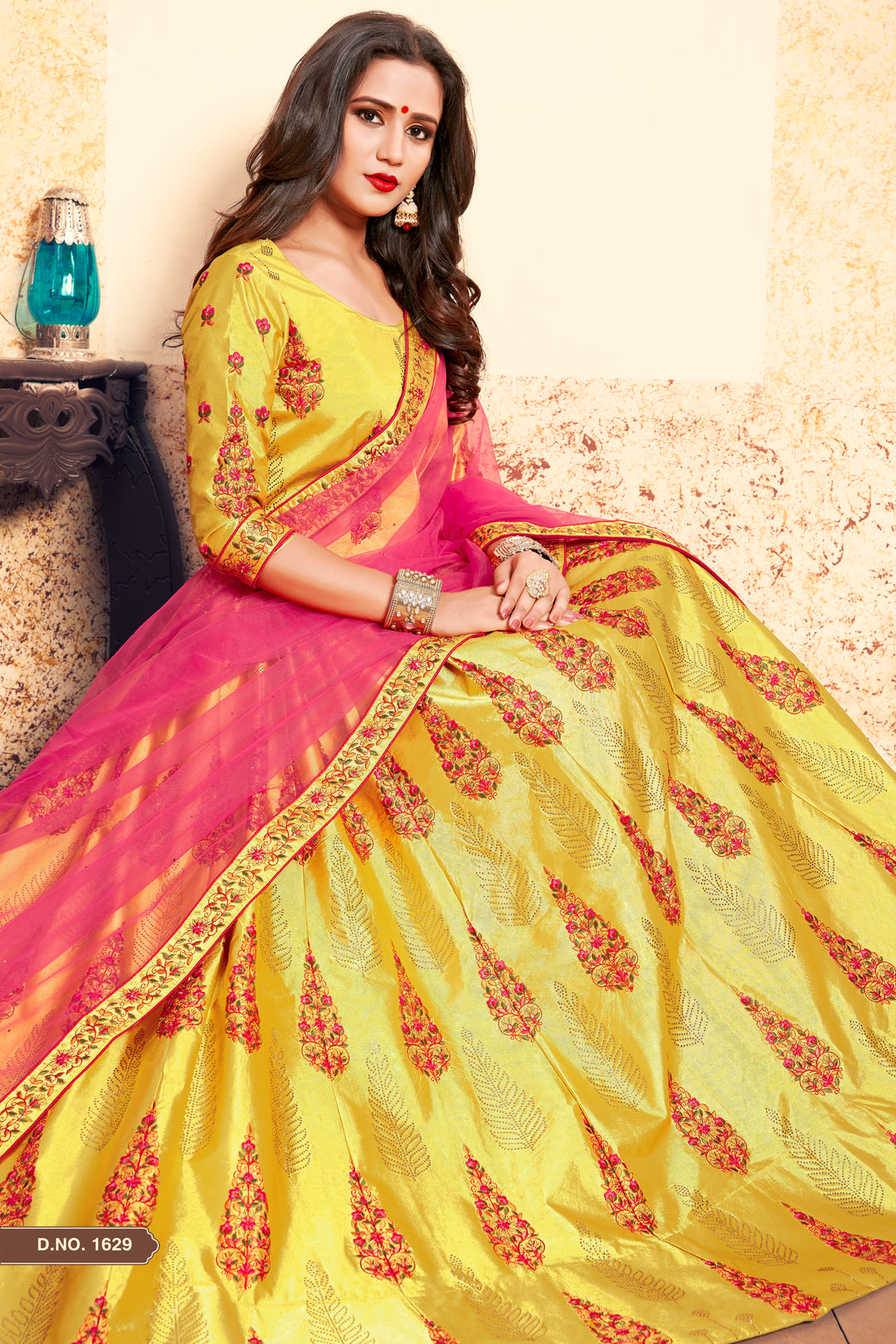 Elegant Satin Lehenga with Embroidered Blouse | Wedding Lehenga