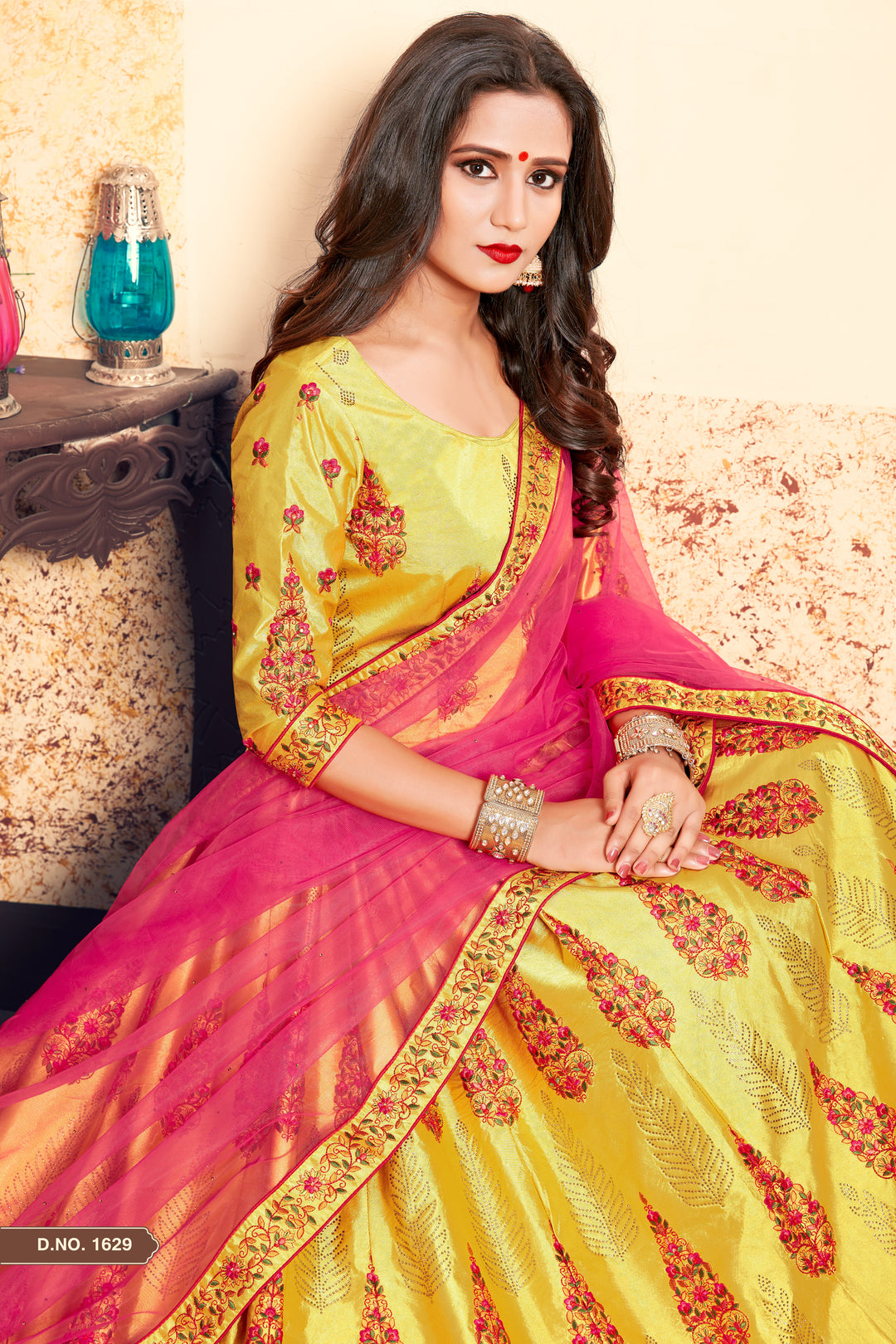 Elegant Satin Lehenga with Embroidered Blouse | Wedding Lehenga