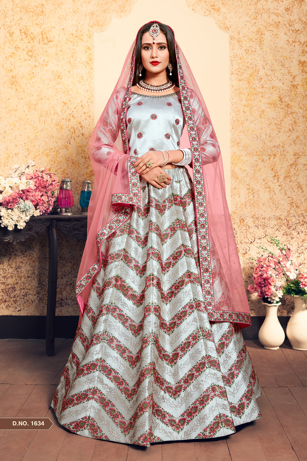 Satin Embroidered Lehenga with Blouse | Wedding Lehenga for Women