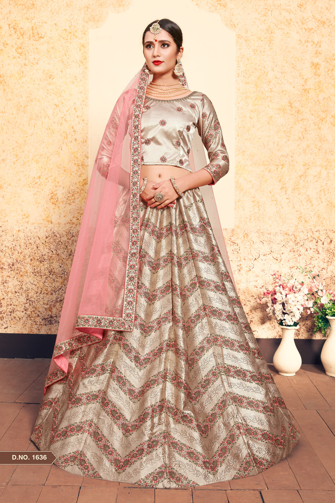 Satin Embroidered Lehenga with Blouse | Wedding Lehenga for Women