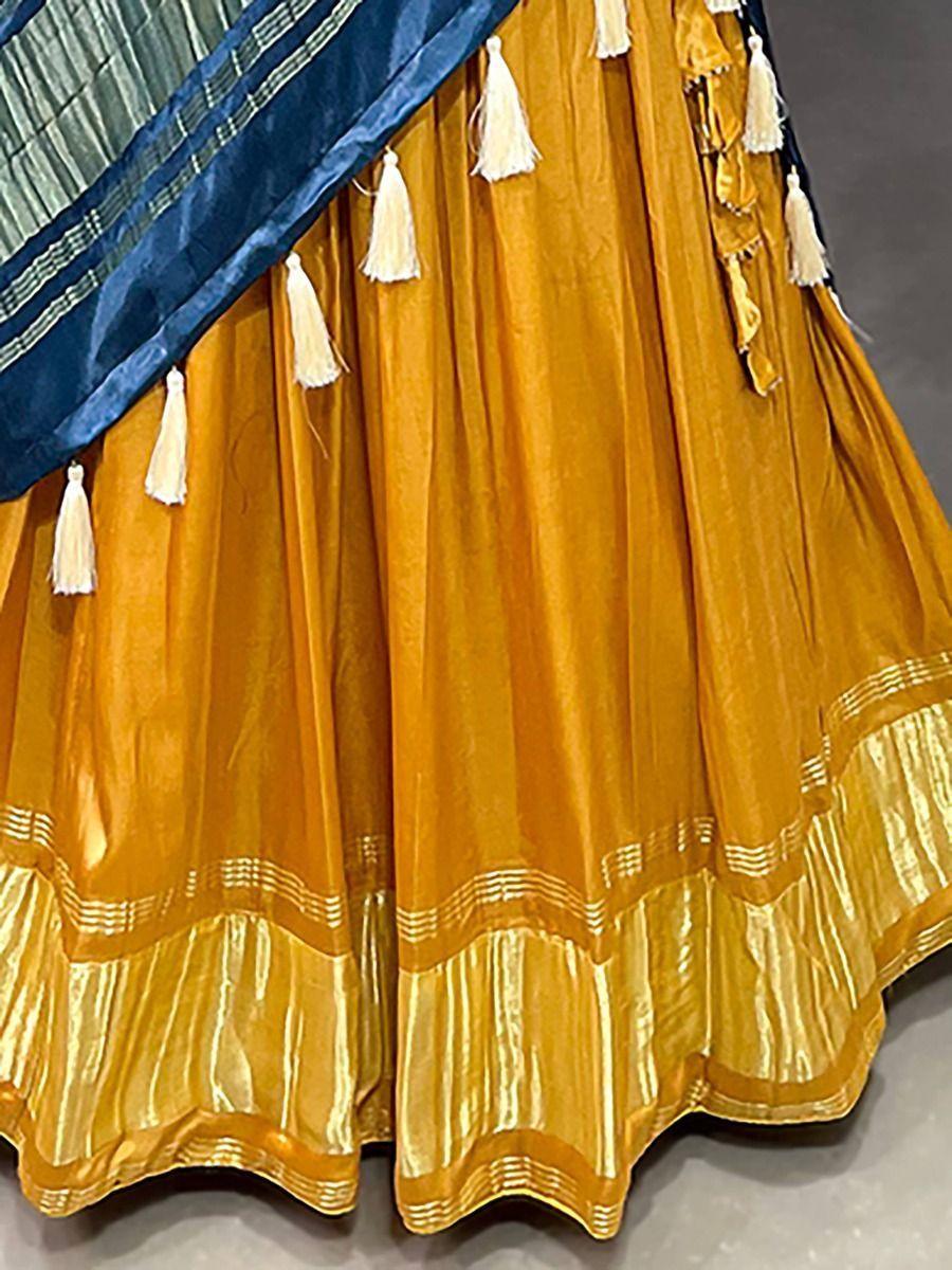 Sweet Yellow Gaji Silk Lehenga Choli | Bandhani Dupatta for Receptions