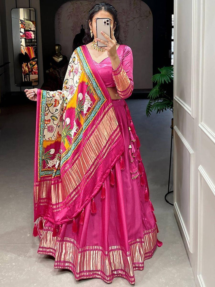 Beautiful Pink Gaji Silk Bridal Lehenga | Perfect for Weddings and Festivals