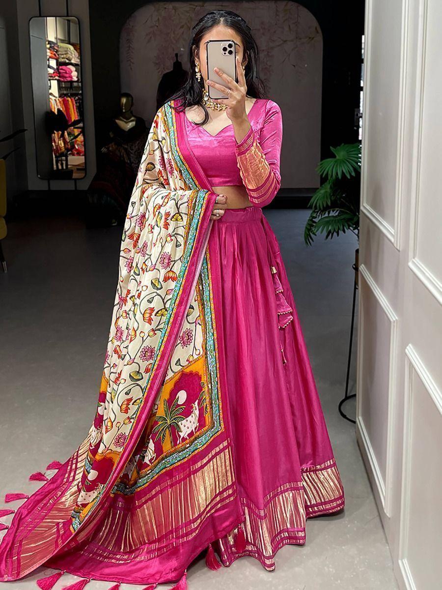 Beautiful Pink Gaji Silk Bridal Lehenga | Perfect for Weddings and Festivals