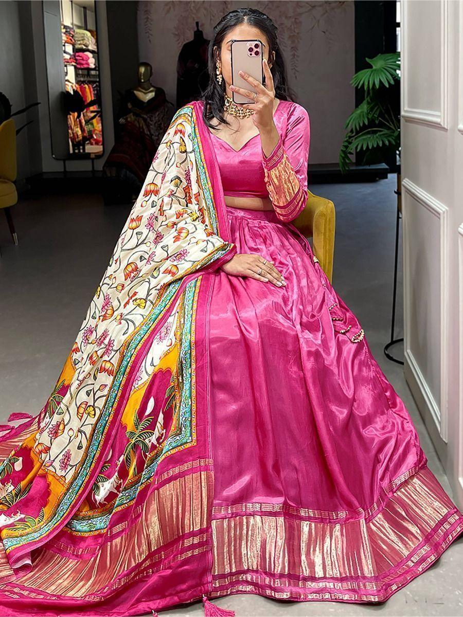 Beautiful Pink Gaji Silk Bridal Lehenga | Perfect for Weddings and Festivals