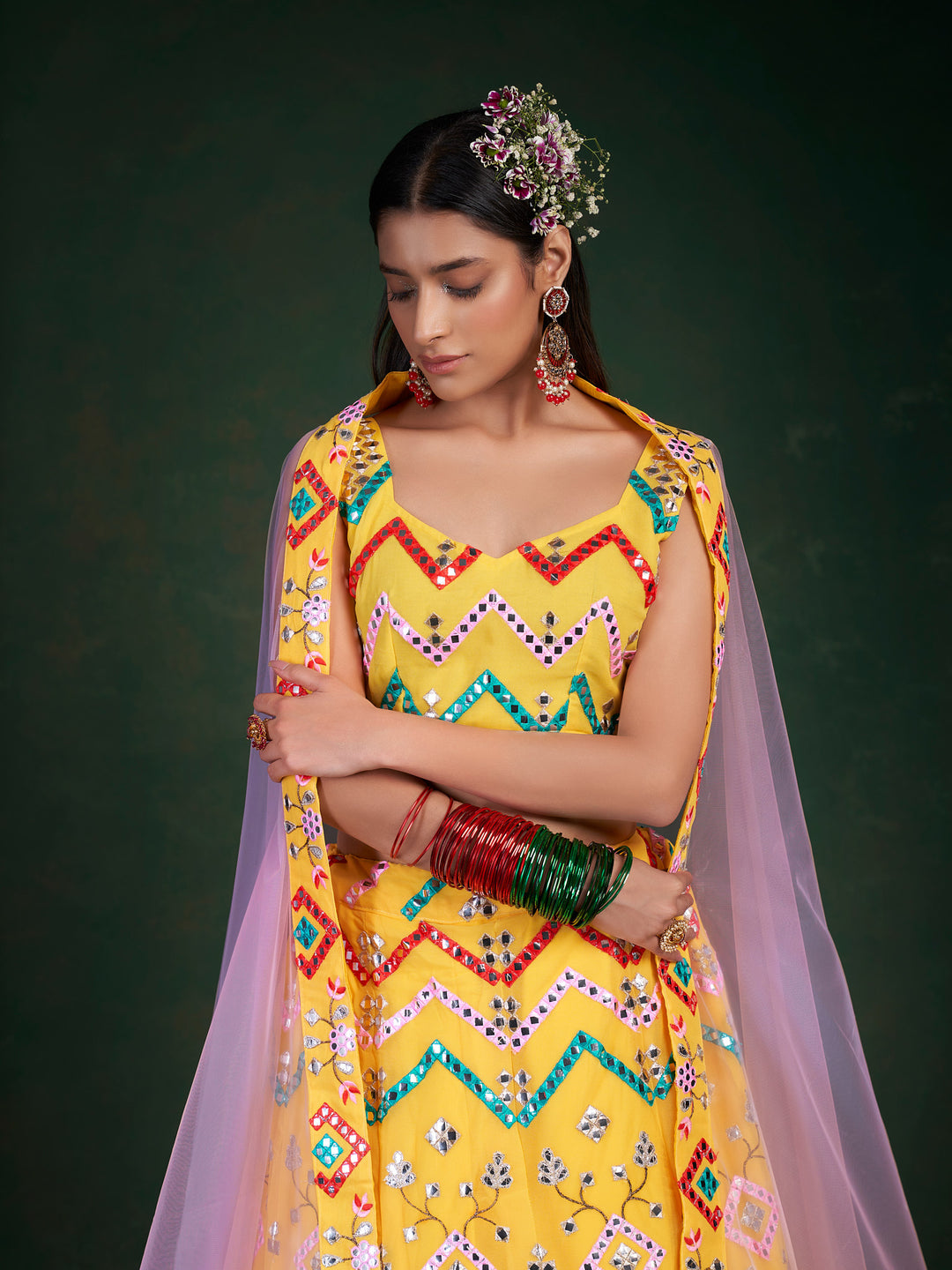 Bridal Party Wear Lehenga | Yellow Lehenga Choli for Women