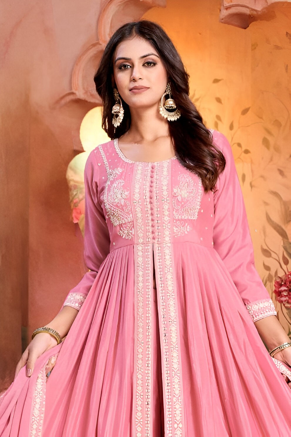 Chic pink palazzo outfit featuring a stylish kurti, ideal for casual and festive events.