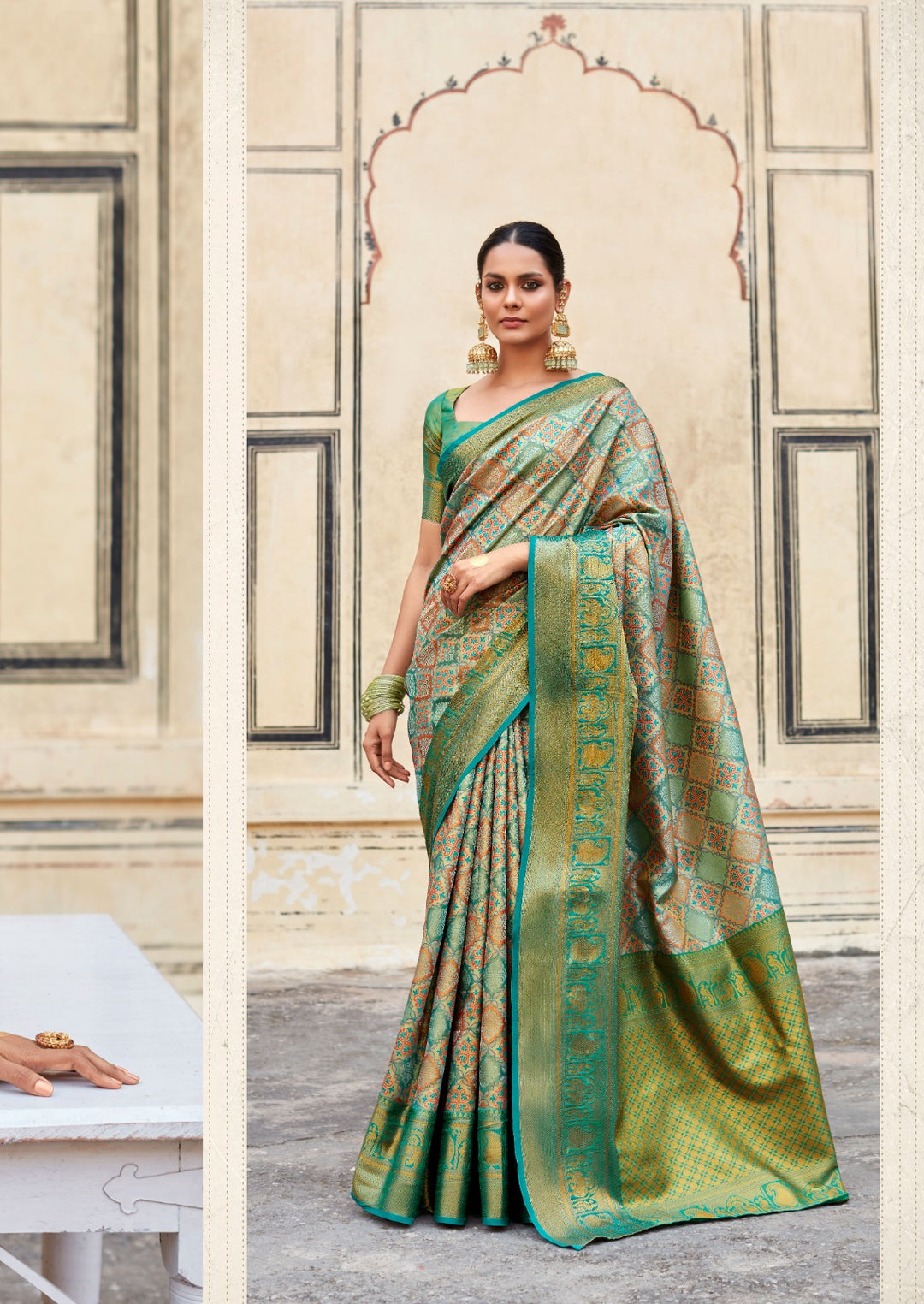 Pure silk Indian sari with intricate zari craftsmanship and luxurious feel