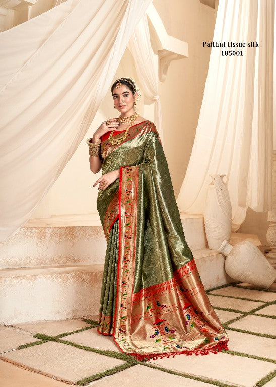 Soft Tissue Silk Saree with Weaving Design | Traditional Indian Sari