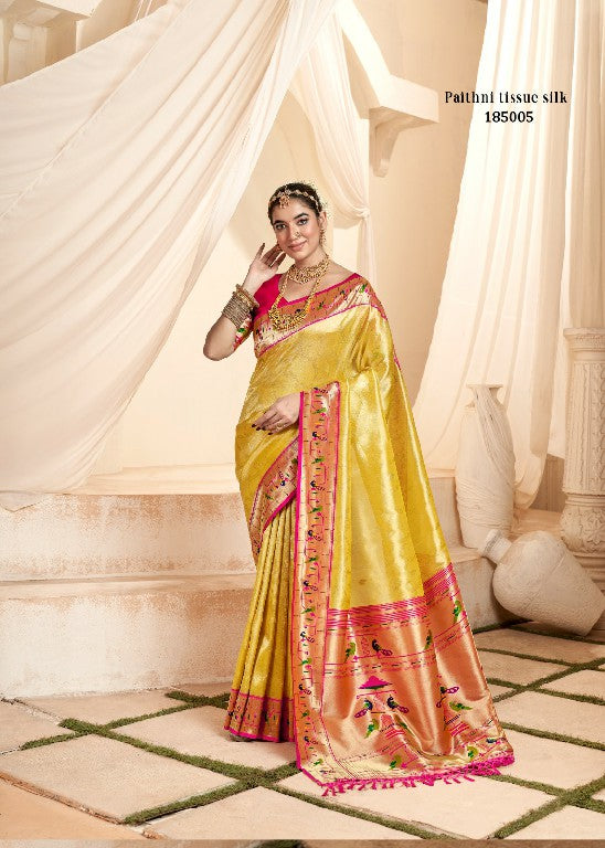 Soft Tissue Silk Saree with Weaving Design | Traditional Indian Sari