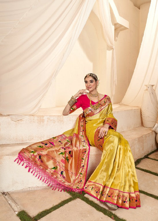 Soft Tissue Silk Saree with Weaving Design | Traditional Indian Sari