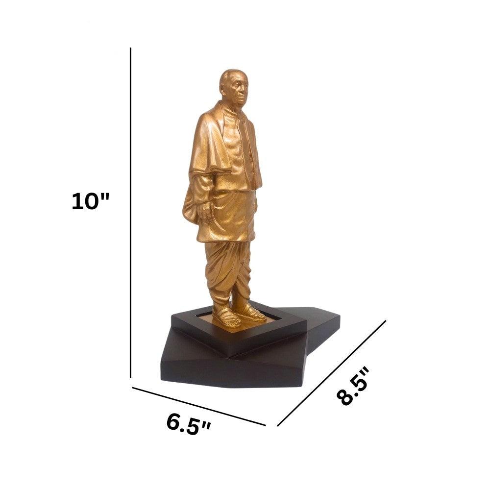 10-inch fiber statue of Sardar Vallabhbhai Patel, natural color, honoring India's legacy and Iron Man.