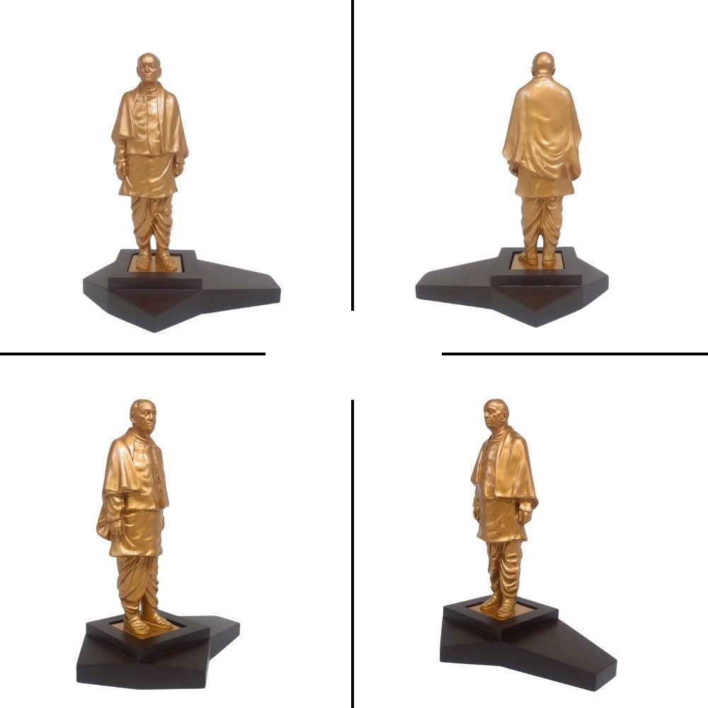 Decorative natural-colored Sardar Patel statue in fiber, 10 inches, ideal for home or office decor.