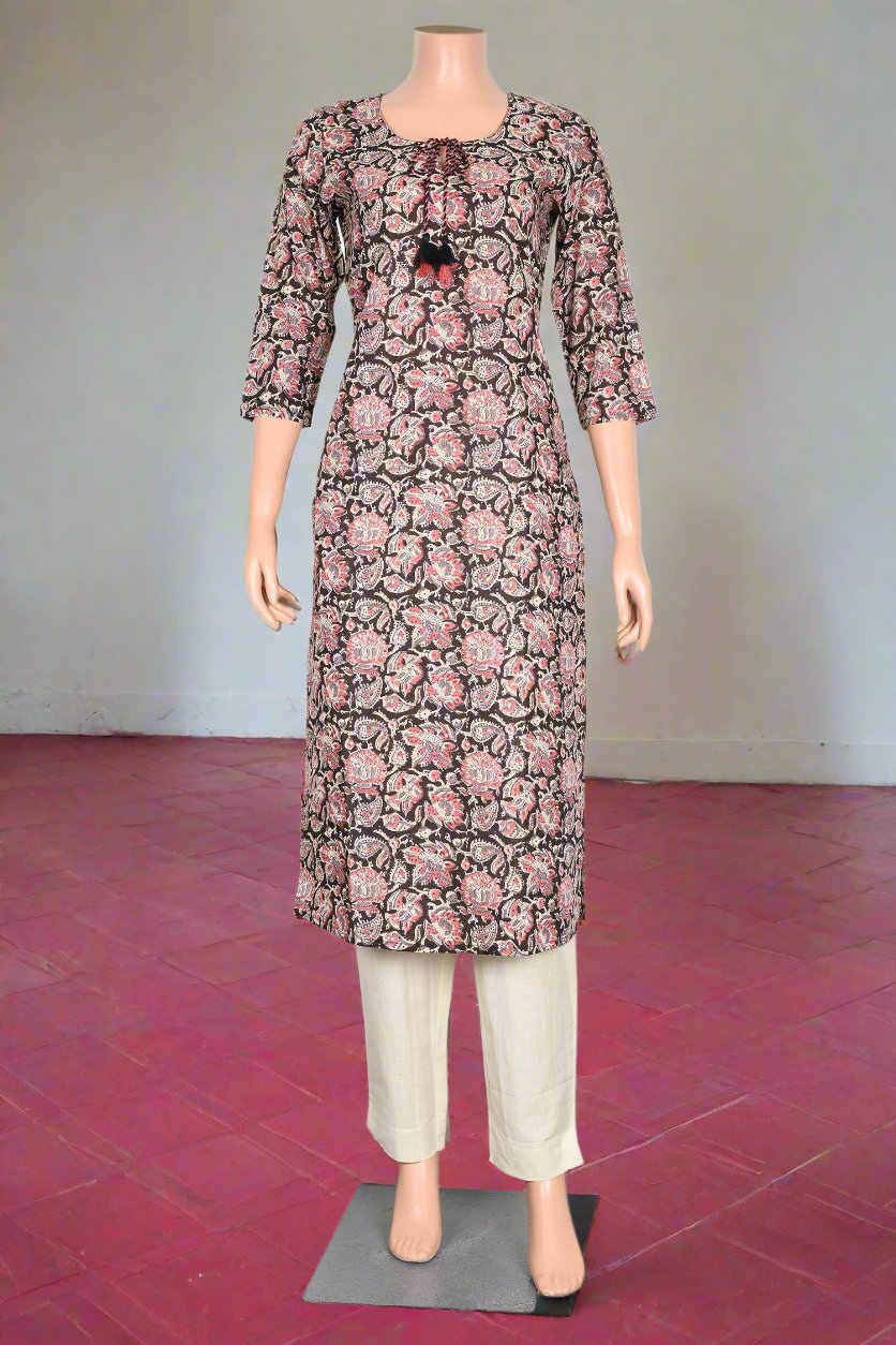 Trendy brown kurta for women, designed to elevate your style with a blend of comfort and elegance for any occasion