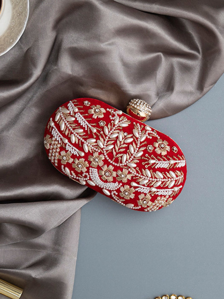 Elizah Zardozi Hand Embroidered Clutch | Timeless Elegance for Any Occasion