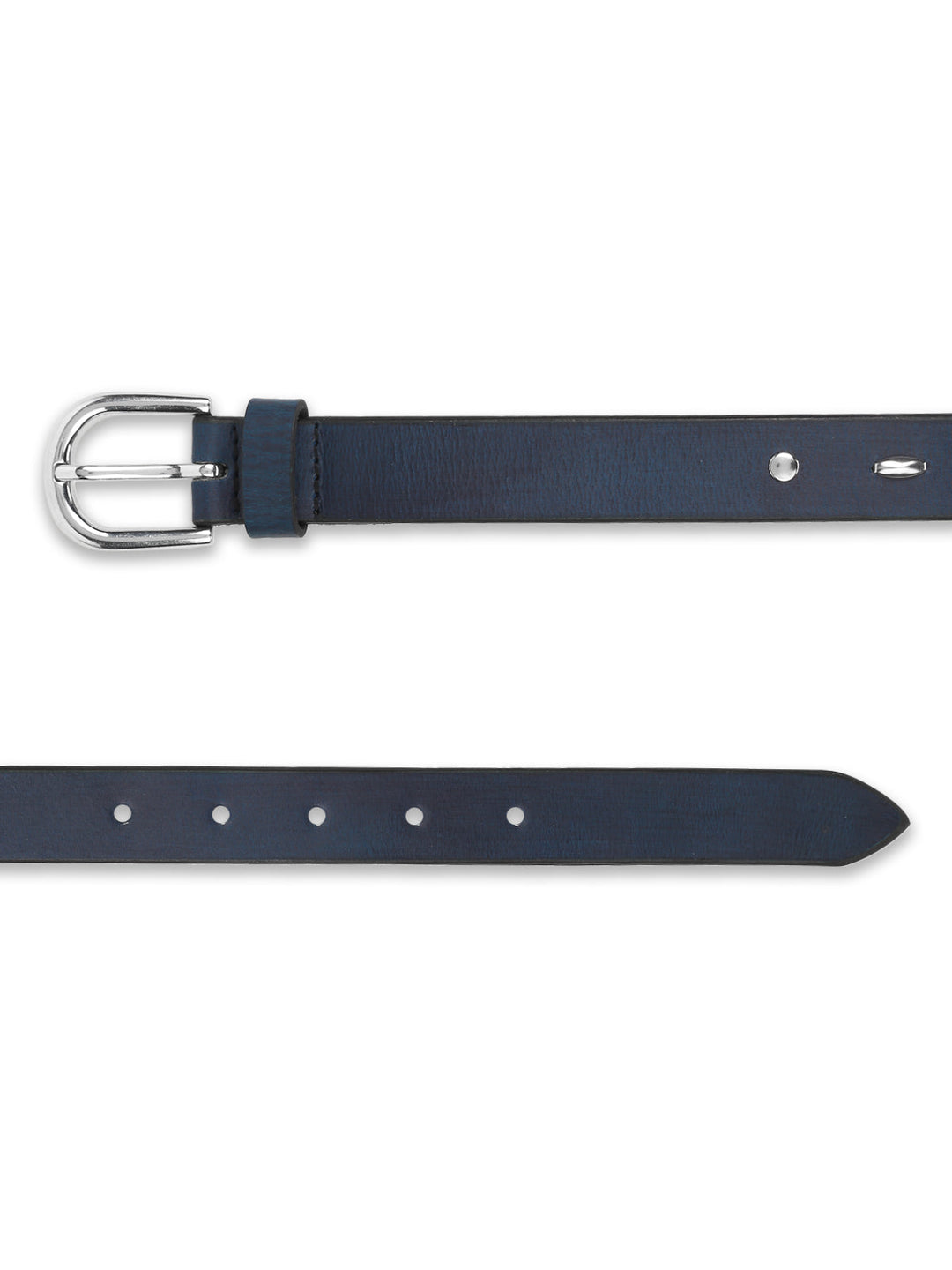 Women Casual Genuine Leather Belt | Blue Leather Belt with Chrome Buckle