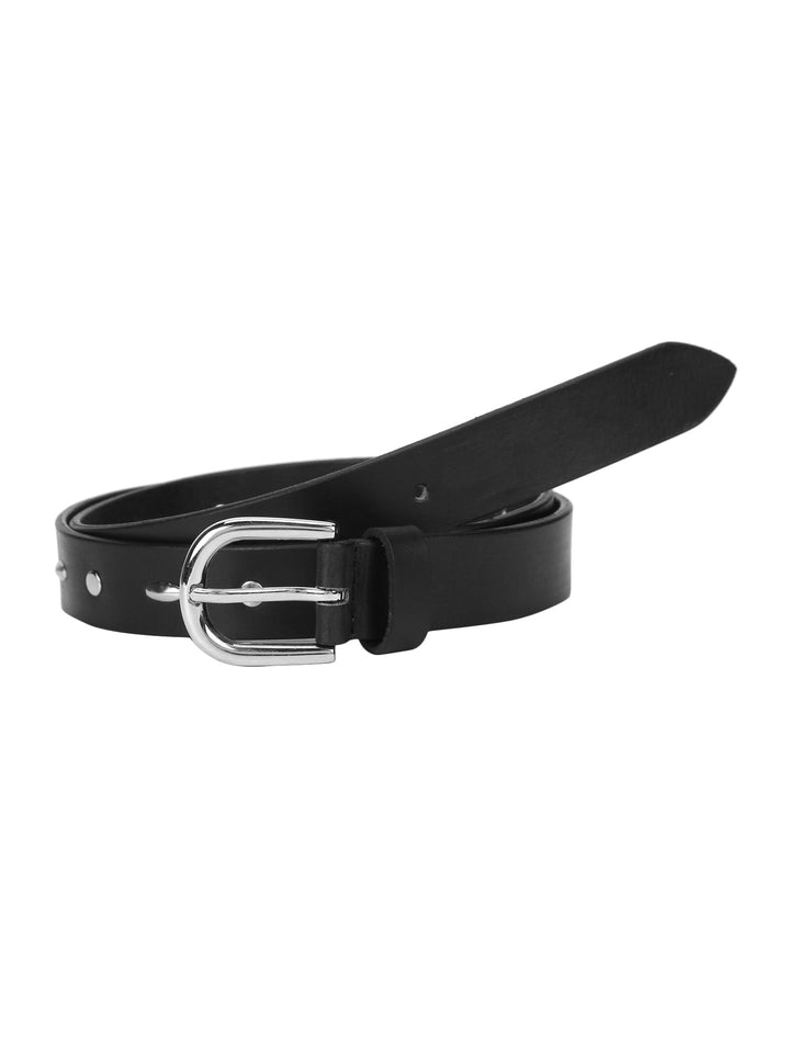 Women Casual Genuine Leather Belt | Black Leather Belt with Rivets