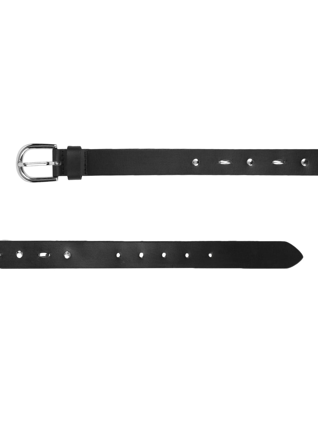 Women Casual Genuine Leather Belt | Black Leather Belt with Rivets