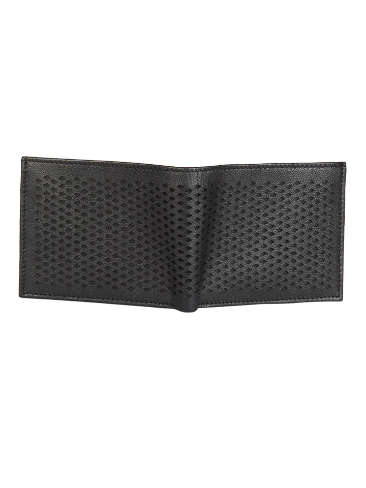 Genuine Leather Black Perforated Wallet