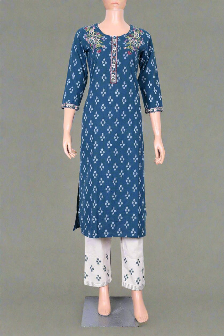 Women’s dark green cotton kurti, stylish Indian casual ethnic wear.