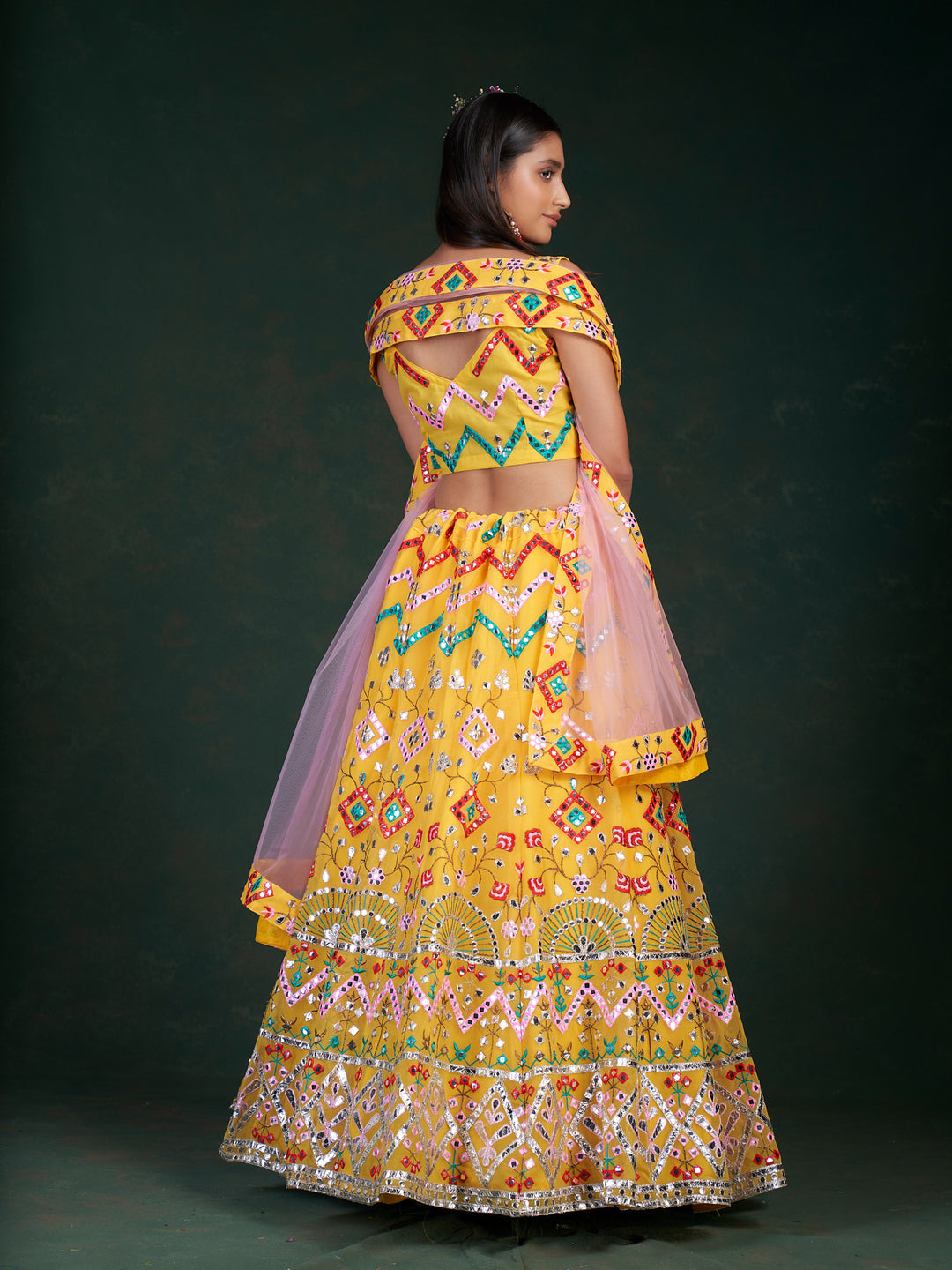 Bridal Party Wear Lehenga | Yellow Lehenga Choli for Women