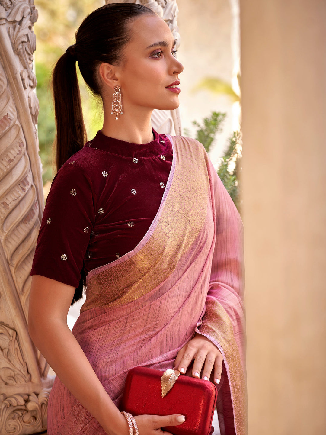 Vibrant color luxurious fabric exclusive attire crafted for elegance and style.