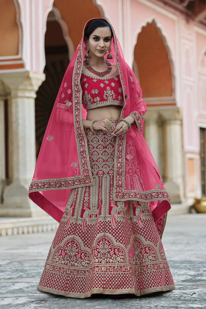 Velvet Lehenga Choli | Heavy Embroidered Bridal Wedding Wear Set