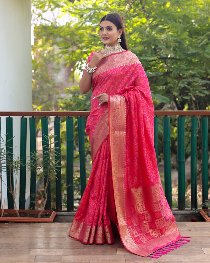 Green Patola Silk Saree with Zari & Kanchi borders, perfect for festive and traditional USA events.