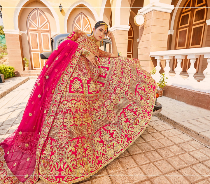 Velvet Pink Lehenga | Designer Indian Wedding Choli Set