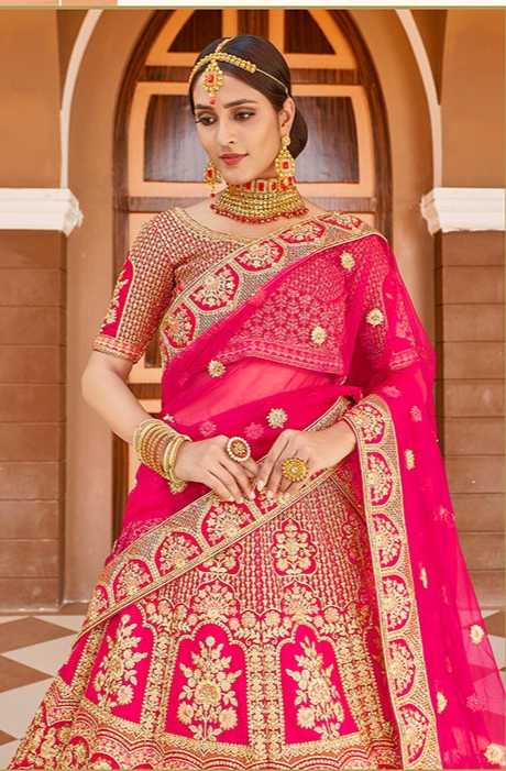 Velvet Pink Lehenga | Designer Indian Wedding Choli Set