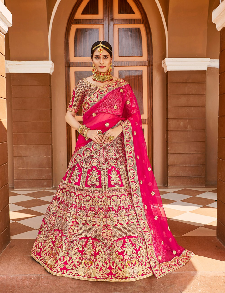 Velvet Pink Lehenga | Designer Indian Wedding Choli Set