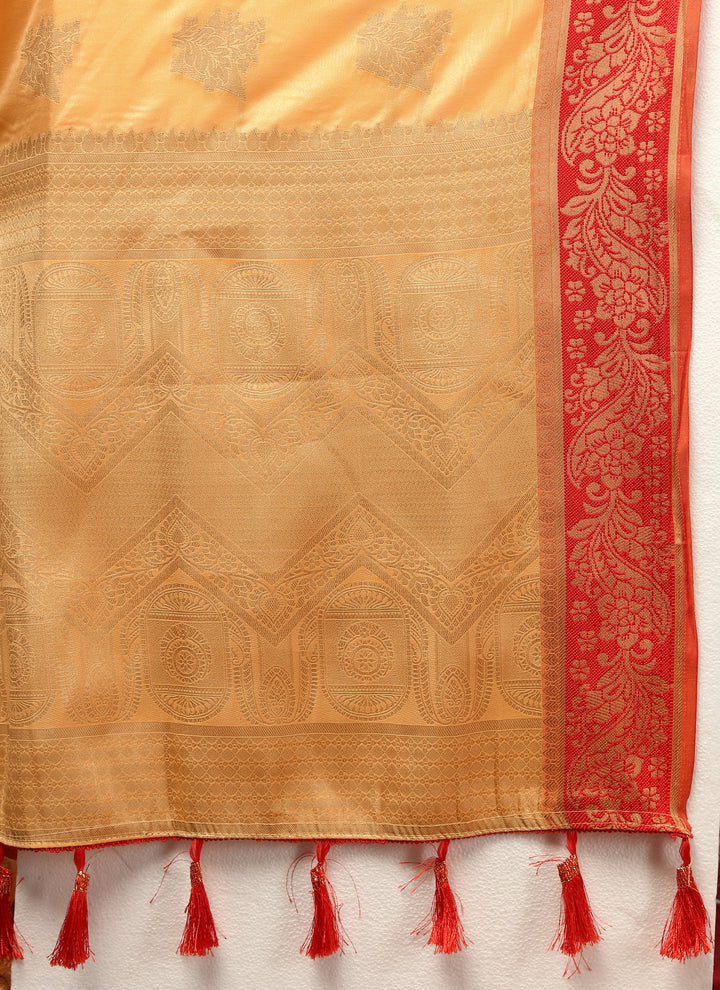 Elegant mustard yellow cotton saree with zari pallu and silk blouse piece, perfect for cultural gatherings.