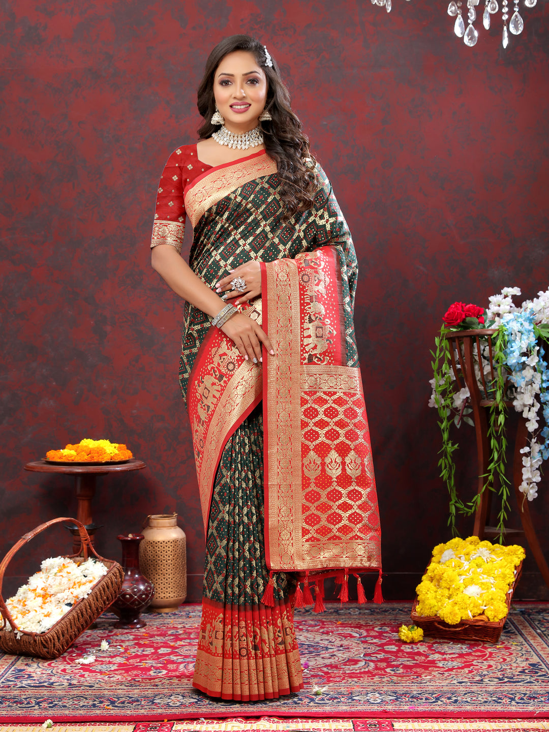 Purple silk saree with Meenakari weaving and a zari border, ideal for weddings, festivals, and special occasions.