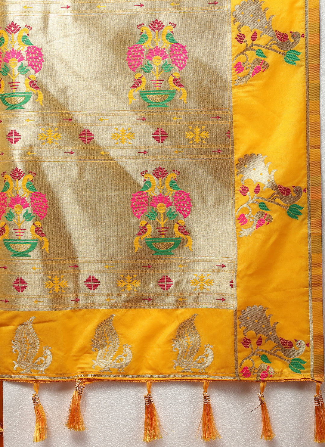 Designer navy Paithani silk saree with gold zari motifs and Meenakari border for weddings.