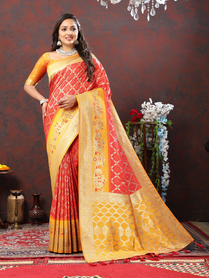 Beautiful olive silk saree with intricate Meenakari work and a zari border, perfect for festive celebrations.