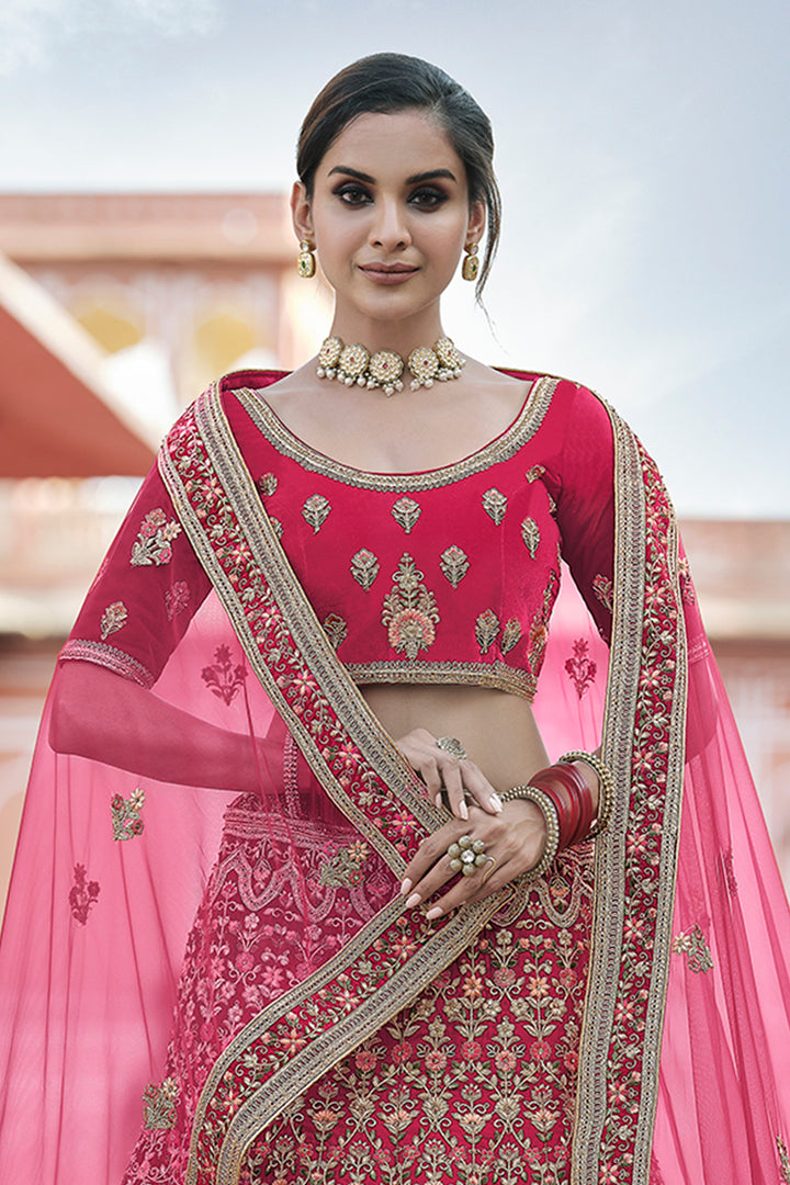 Maroon Velvet Bridal Lehenga | Indian Lehenga Choli for Women