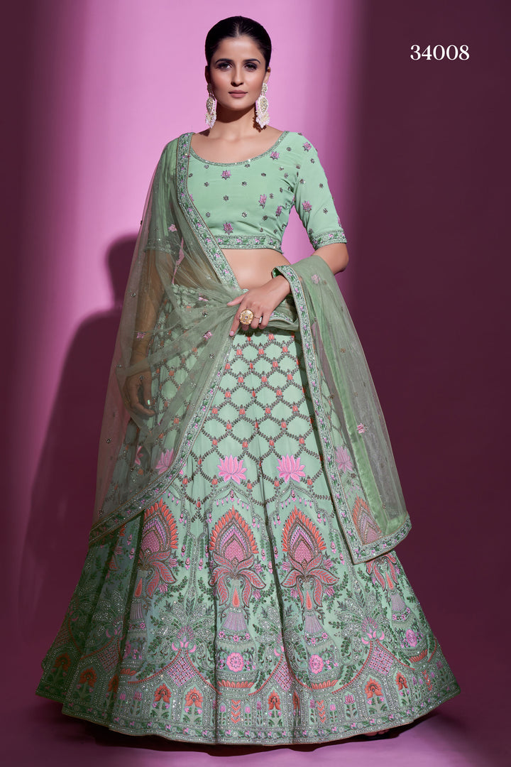 Georgette Lehenga with Zari & Stone Embroidery | Designer Party Wear