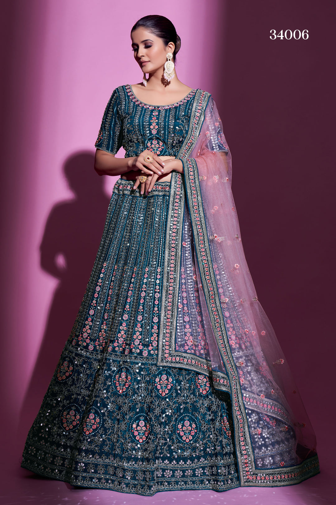 Crepe Lehenga with Sequins & Mirror Work | Elegant Ethnic Wear for Women