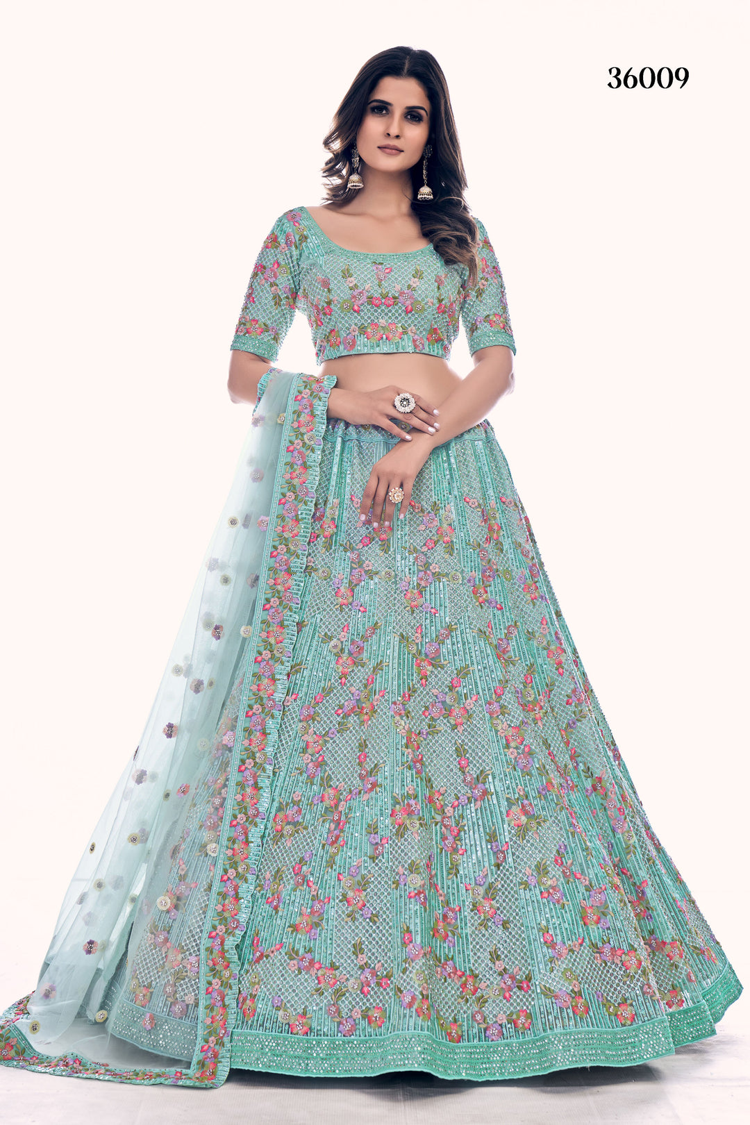 Intricate Embroidered Bridal Lehenga | Designer Soft Net Wedding Outfit