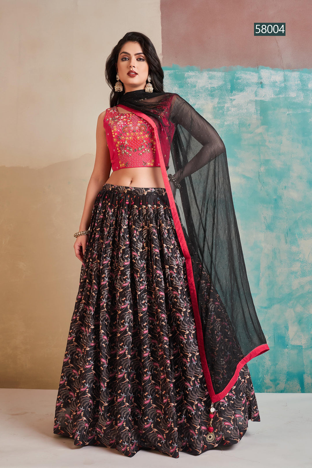 Digital Print Chinon Lehenga | Elegant Festive Wear with Georgette Dupatta